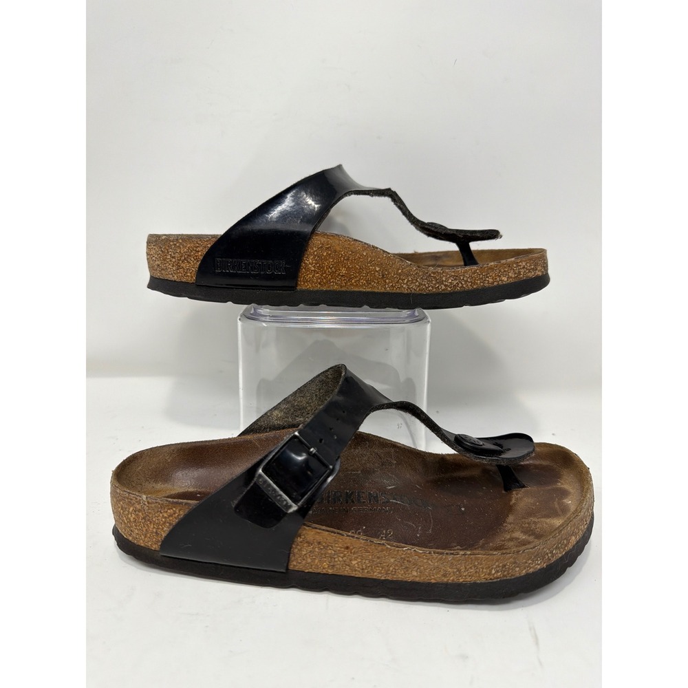 Birkenstock Gizeh Black Patent Leather Thong Sandals US Women's Size 5 Narrow